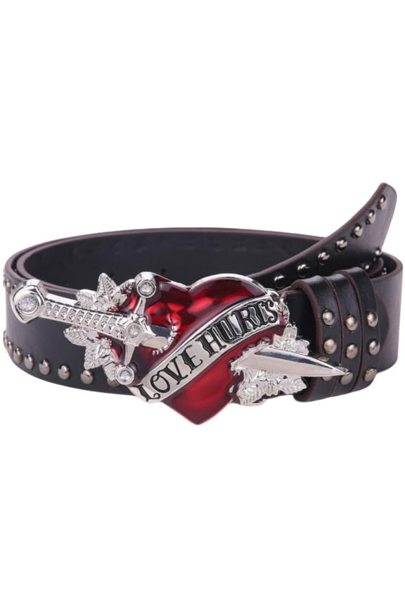 Unisex Red Heart Goth Belts Punk Studded Rivet Waist Belt Y2K Western PU Leather Belts