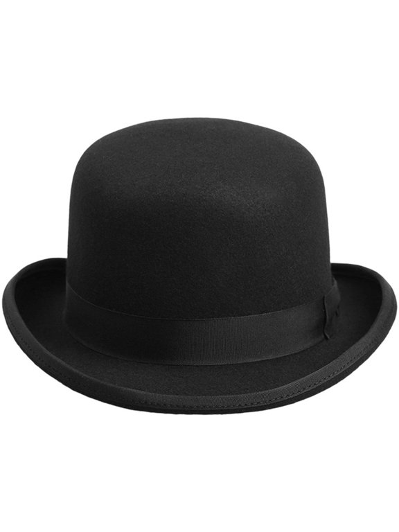 Vintage Black Magician Top Hat - Retro Bowler Costume Hat for Men Stage Performances Halloween Carnival Dress Up Christmas Party Steampunk Theater Hat