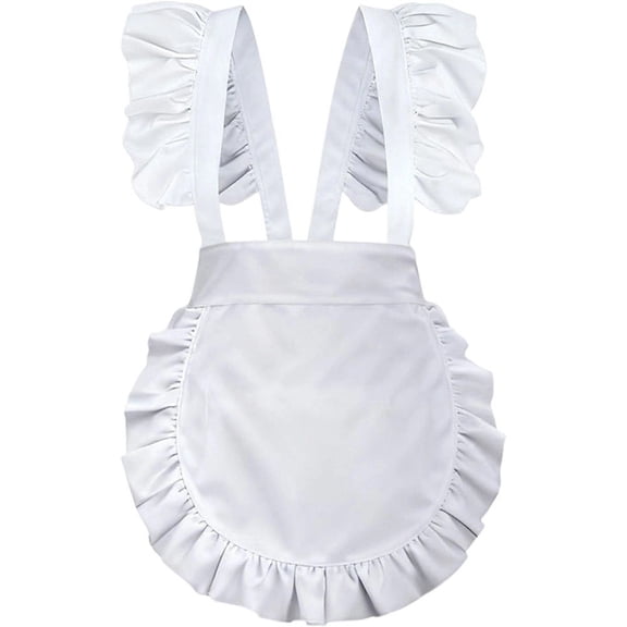 Jiibva Vintage Ruffle Apron with Frill Trim, Lightweight Polyester Kitchen Apron for Baking and Home Use