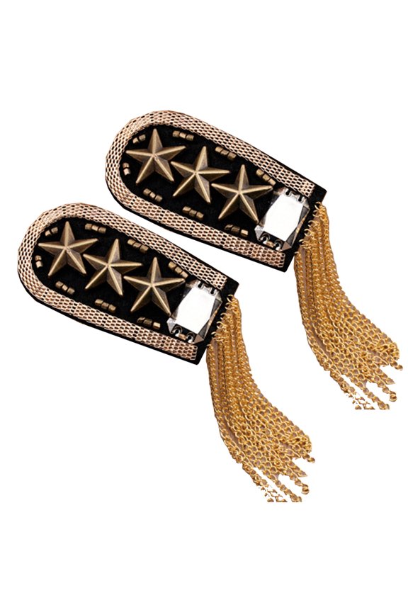 Vintage Star & Tassel Shoulder Brooch, Elegant Fringed Epaulette Badge for Men and Women