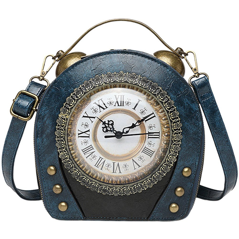 Jiibva Vintage Women's Handbag Clock Watch Bag Fashionable Small Round Bag Fun Fresh Style Crossbody Bag