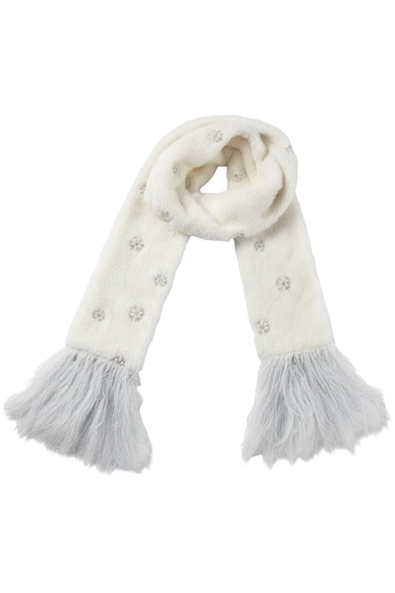 Warm Plush Scarf, Winter Thickened Tassel Scarf Sequins Snowflake Scarf Y2K Winter/Autumn Neck Warmer for Women