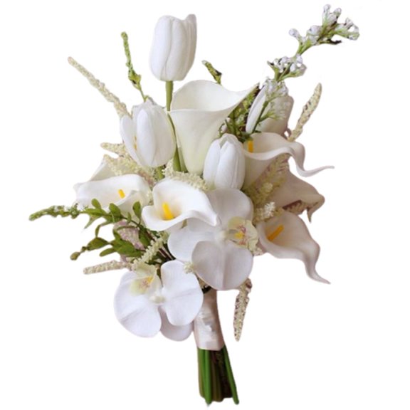 Jiibva Wedding Bride Bouquet Artificial Calla Flowers Holding Flowers Bouquet Fake Lilies Flower Bouquets Romantic Bouquets for Home Party