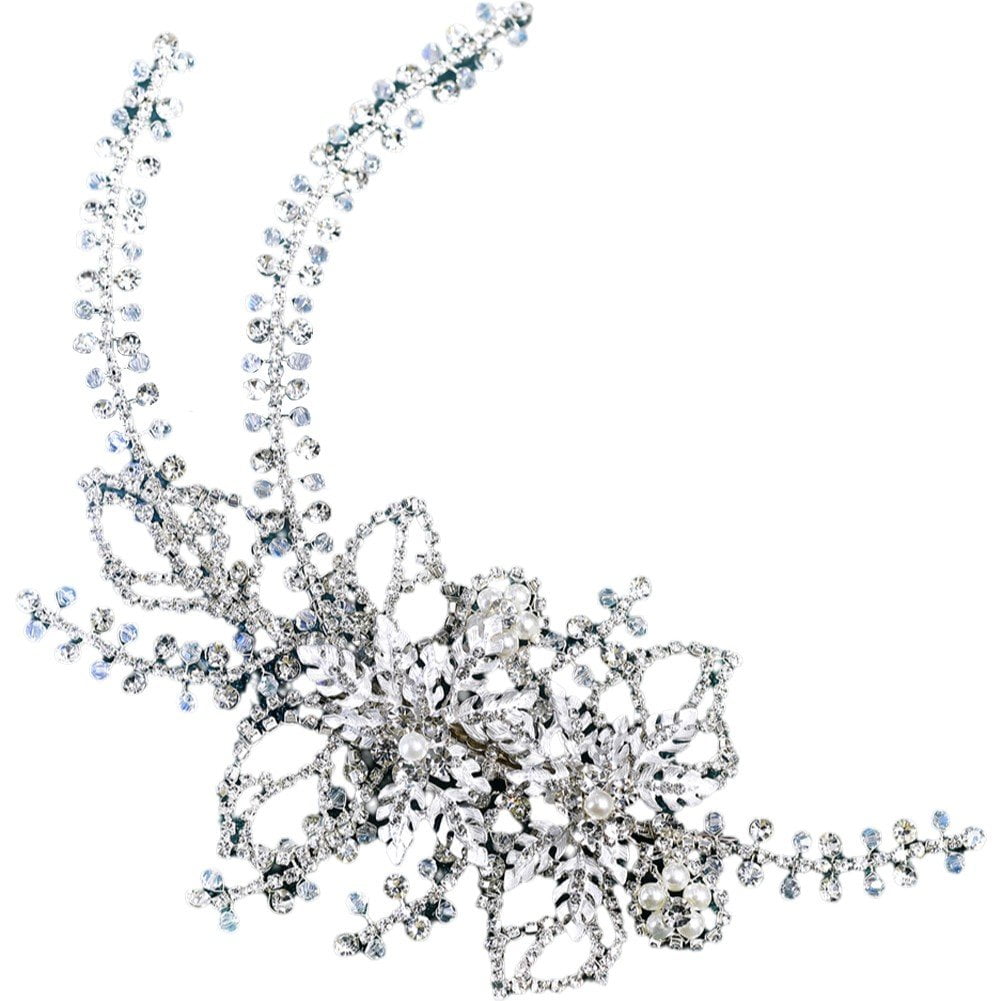 Jiibva Wedding Hair Clip Rhinestone Bridal Hairpiece Flower Hair Clip Elegant Hair Accessories