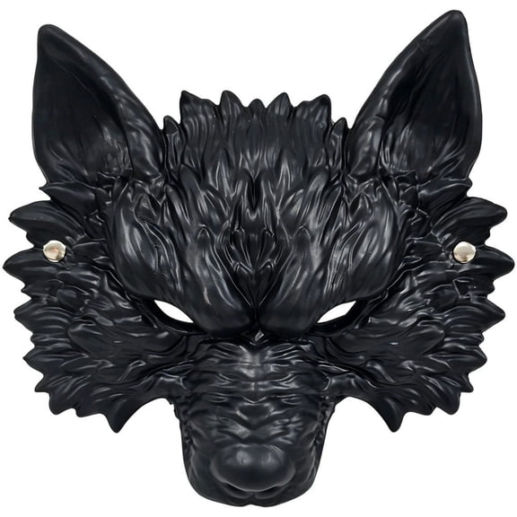 Jiibva Werewolf Half Face Mask PU Foam Animal Wolf Snout Black 26x25x5cm