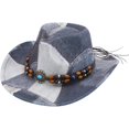 thumbnail image 1 of Jiibva Western Cowboy Hat for Women Men, Tie Dye Patchwork Denim Hat Wide Brim Bucket Hat Vintage Jazz Hat for Stylish Party Accessory, 1 of 7