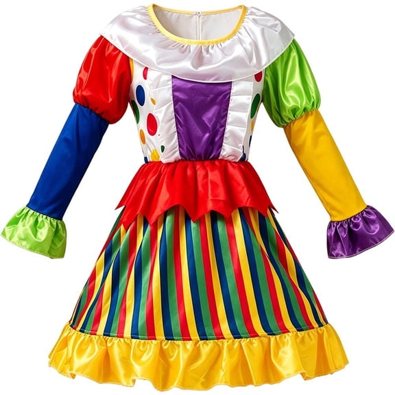 Jiibva Women Clown Costume Adult Jester Circus Dress Outfit Colorful 1