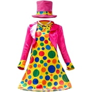 Jiibva Women Clown Costume Adult Jester Circus Dress Outfit Colorful 3