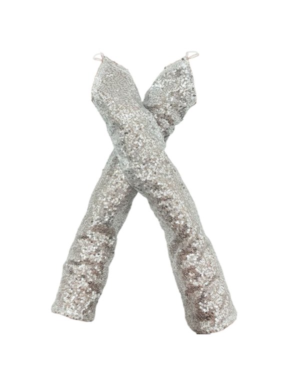 Women Finger Loop Gloves Shiny Sequins Gloves Long Fingerless Gloves for Retro Performance Concert Pole Dance