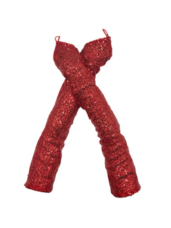Women Finger Loop Gloves Shiny Sequins Gloves Long Fingerless Gloves for Retro Performance Concert Pole Dance