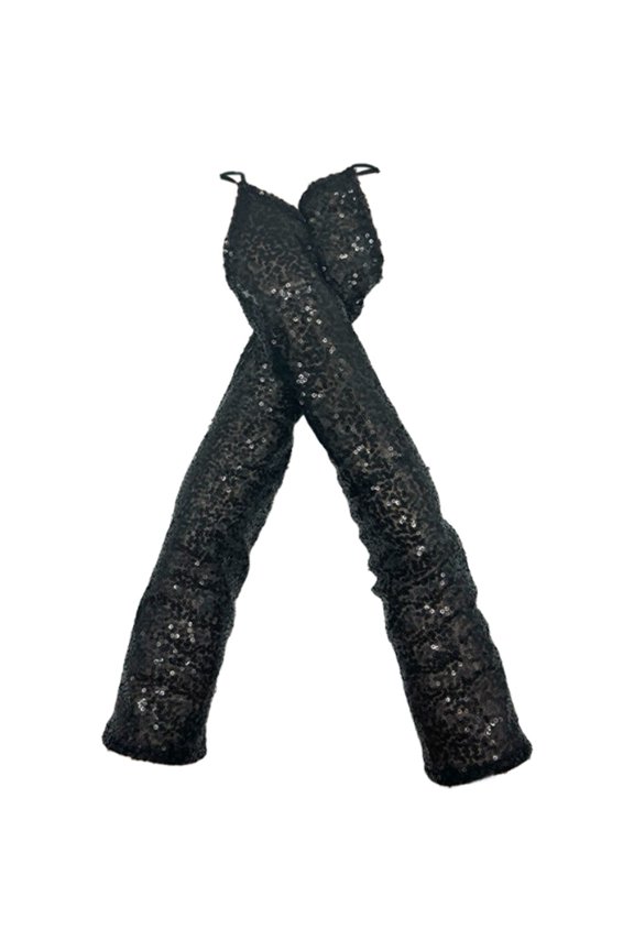 Women Finger Loop Gloves Shiny Sequins Gloves Long Fingerless Gloves for Retro Performance Concert Pole Dance