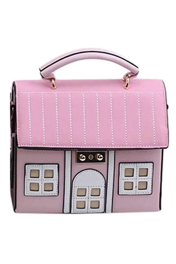 Women Leather Handbags House Shaped Shoulder Bag Creative Messenger Bag Personality House Bag