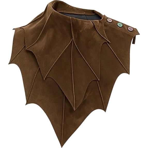 Jiibva Women Medieval Renaissance Leaf Shawl Vintage Elf Druid Shoulder Cape Brown
