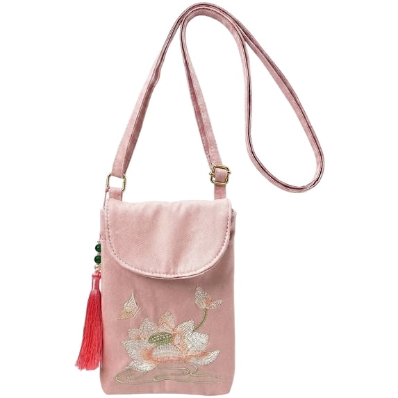 Jiibva Women Shoulder Bag Traditional Chinese Style Floral Embroidery Crossbody Bag, Casual Shoulder Purse Handbag