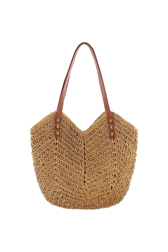 Women Straw Shoulder Bag Fashion Beach Summer Woven Shopping Tote Bag Casual Ladies Large Capacity Seaside Handbags