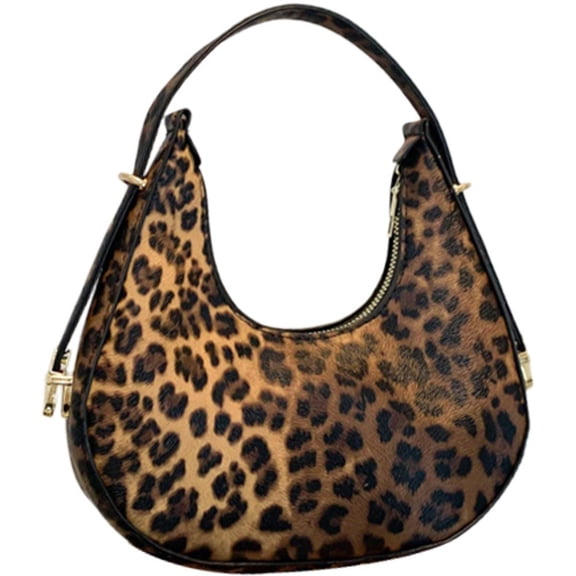 Jiibva Women Underarm Handbag Shoulder Bag with Cow Print Zebra Stripes Print Leopard Print Personalized PU Leather Handbag for Daily Use