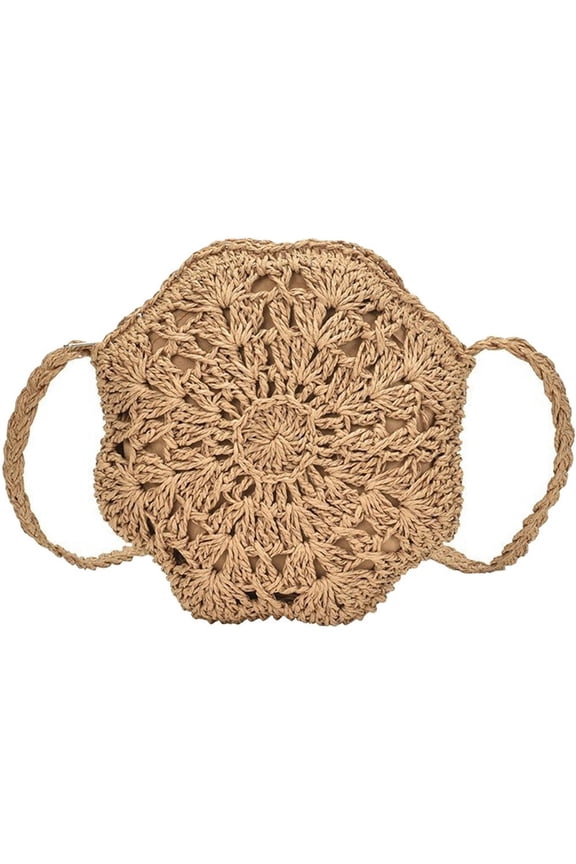 Women Weave Straw Crossbody Bags for Women Handmade Woven Rattan Crossbody Bag Summer Beach Purse Handbags Bohemian Messenger Bag