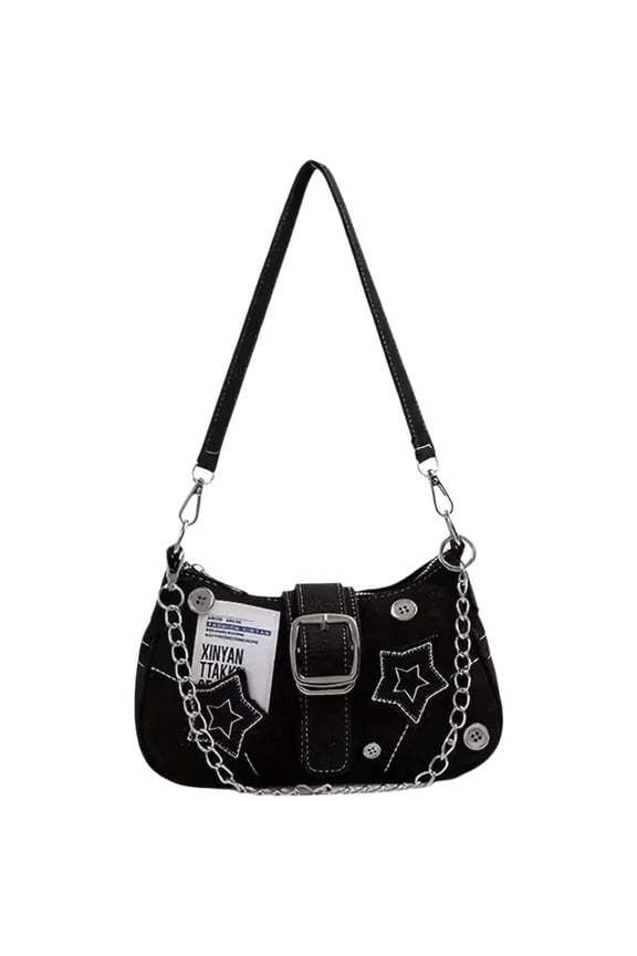 Women's Fashion Y2K Canvas Shoulder Bag, Underarm Y2K Shoulder Bag, Vintage Purse Crossbody Purse with Chain Decor Goth Punk Style Bag for Women individual(s)