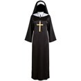 thumbnail image 1 of Jiibva Womens Nun Costume Set Long Robe Headpiece Cross Necklace Black One Size, 1 of 7