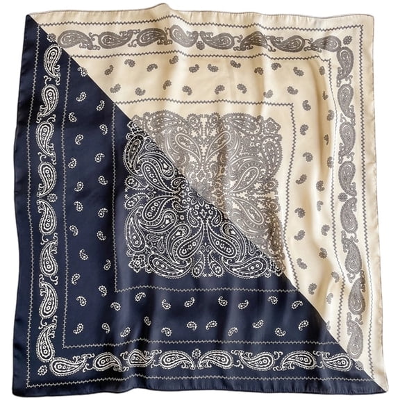 Jiibva Womens Scarf Silk Feeling Bandana Paisly Women's Satin Scarves Lightweight Neckerchief Square Neck Wrap Head Hair Scarfs 70x70cm