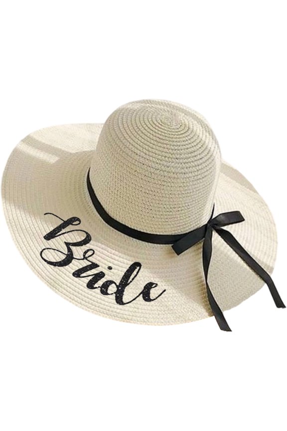 Womens Sun Straw Hat Wide Bride Hat Beach Floppy Straw Floppy Brim Sun Hat Beach Hat Holiday Honeymoon Hat for Bridal Shower Gift
