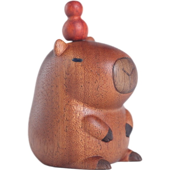 Jiibva Wood Animal Statues Miniature Wooden Capybara Figurine Ornament Handmade Carved Home Art Statue For Dining Table Desk
