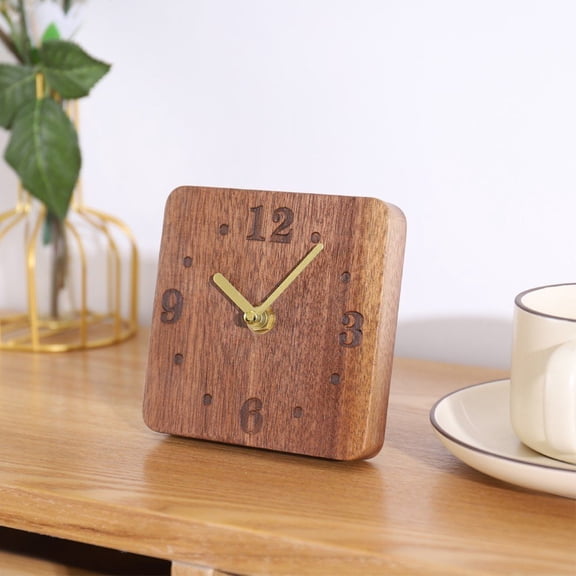Jiibva Wood Desk Clock, Non Ticking Silent Clock for Shelf, Table, Mantel Or Bedside, Modern Desk Clock Bedside Clock Home Decorative Small Table Clock