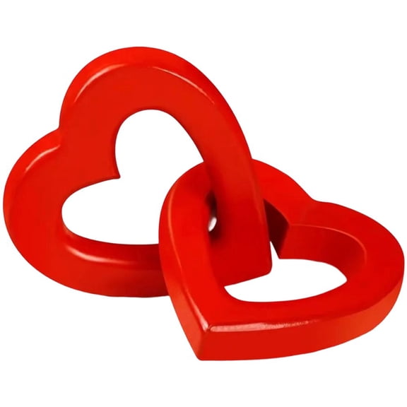 Jiibva Wooden Heart-Shaped Intertwined Ornament Wooden Heart Signs Wooden Heart Hollow Table Blocks Decorative Home Decor