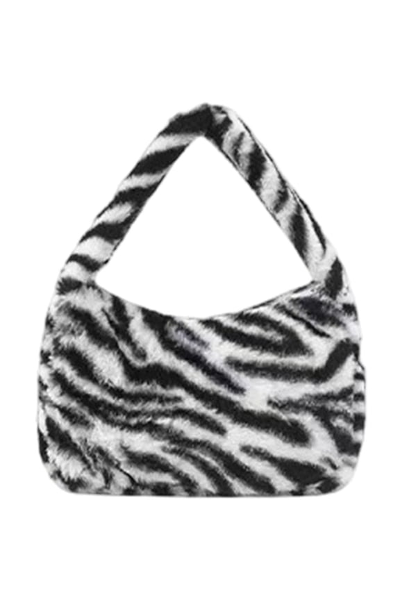 Y2k Fluffy Leopard Print Bags For Women, Korean Retro Underarm Bags Plush Hobos Shoulder Tote Bag Small Purses Handbags