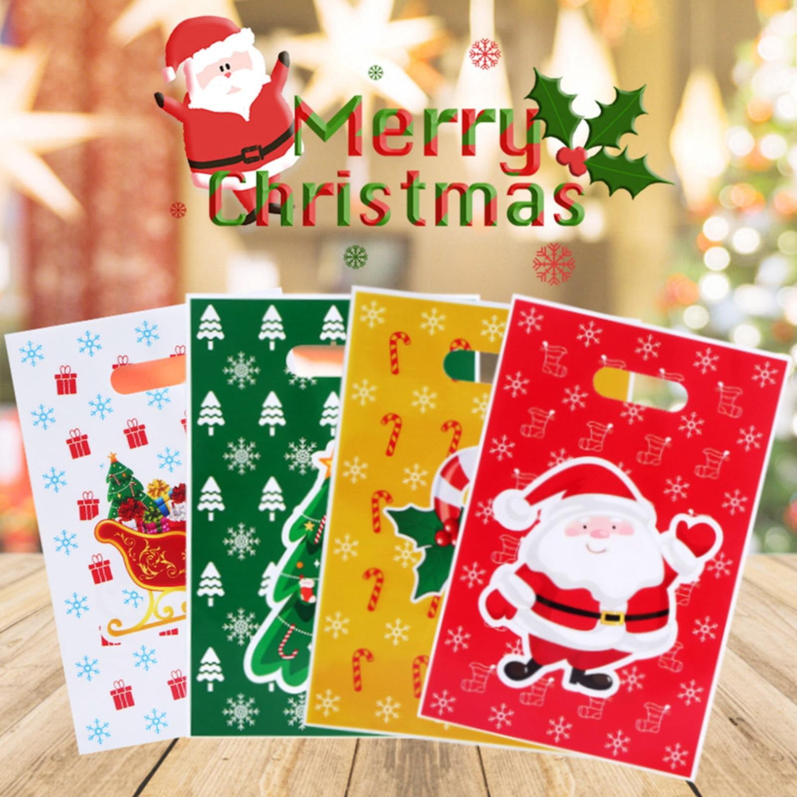 50 Pcs Christmas Drawstring Treat Bags - 9.5 Inches, 5 Holiday Designs, PE Material - View #10