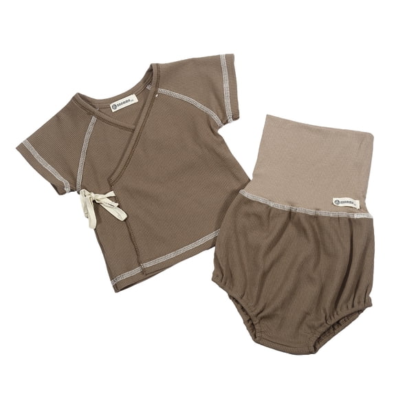 Jiilone Baby Toddler Boys Outfit Sets Girls Summer Outfits Soft Knit Short Sleeve Top With High Waist Shorts Sets Tie Casual Home Wear