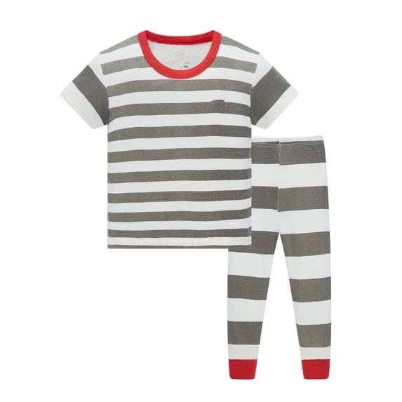 Jiilone Toddler Boys Outfits Sets Graphic Cartoon Summer T Shirts + Striped Pants Cute Elastic Waist 2 Piece Soft Boys Playwear Sportswear