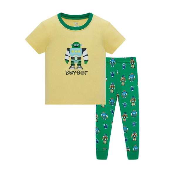 Jiilone Toddler Boys Outfits Sets Graphic Cartoon Summer T Shirts   Striped Pants Cute Elastic Waist 2 Piece Soft Boys Playwear Sportswear