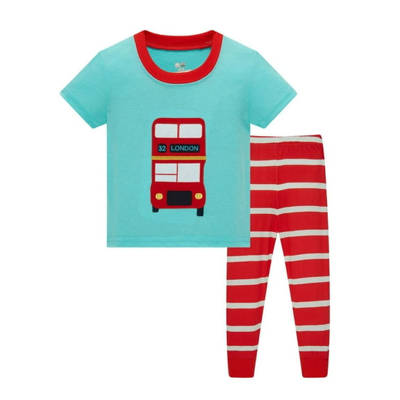 Jiilone Toddler Boys Outfits Sets Graphic Cartoon Summer T Shirts   Striped Pants Cute Elastic Waist 2 Piece Soft Boys Playwear Sportswear