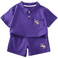 thumbnail image 1 of Jiilone Toddler Boys Outfits Sets Short Sleeve Turn Down Collar Shirts With Collar Pockets Summer Short Sleeve Suitable Little Boys Two Piece Sets, 1 of 3