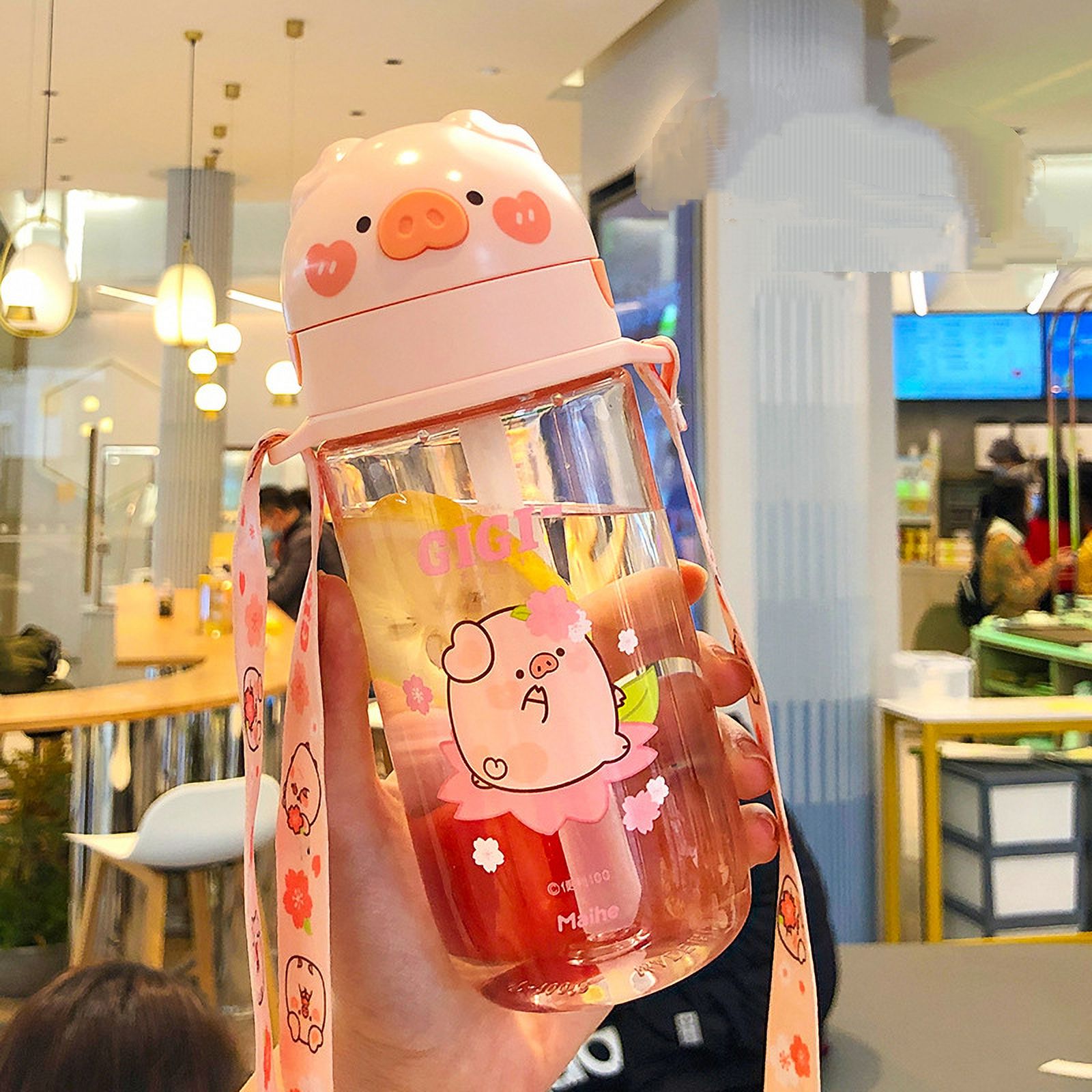 Jiji pig straw water cup highvalue student water cup portable outdoor
