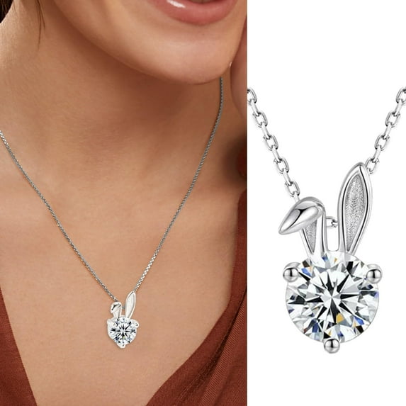 JikouIivo Birthday Gifts Bunny Necklace,Cute Cartoon Rabbit Necklace Pendant Valentines Day Mother's Day Jewelry Gifts for Mom Daughter Sister Wife,Christmas Necklace for Women