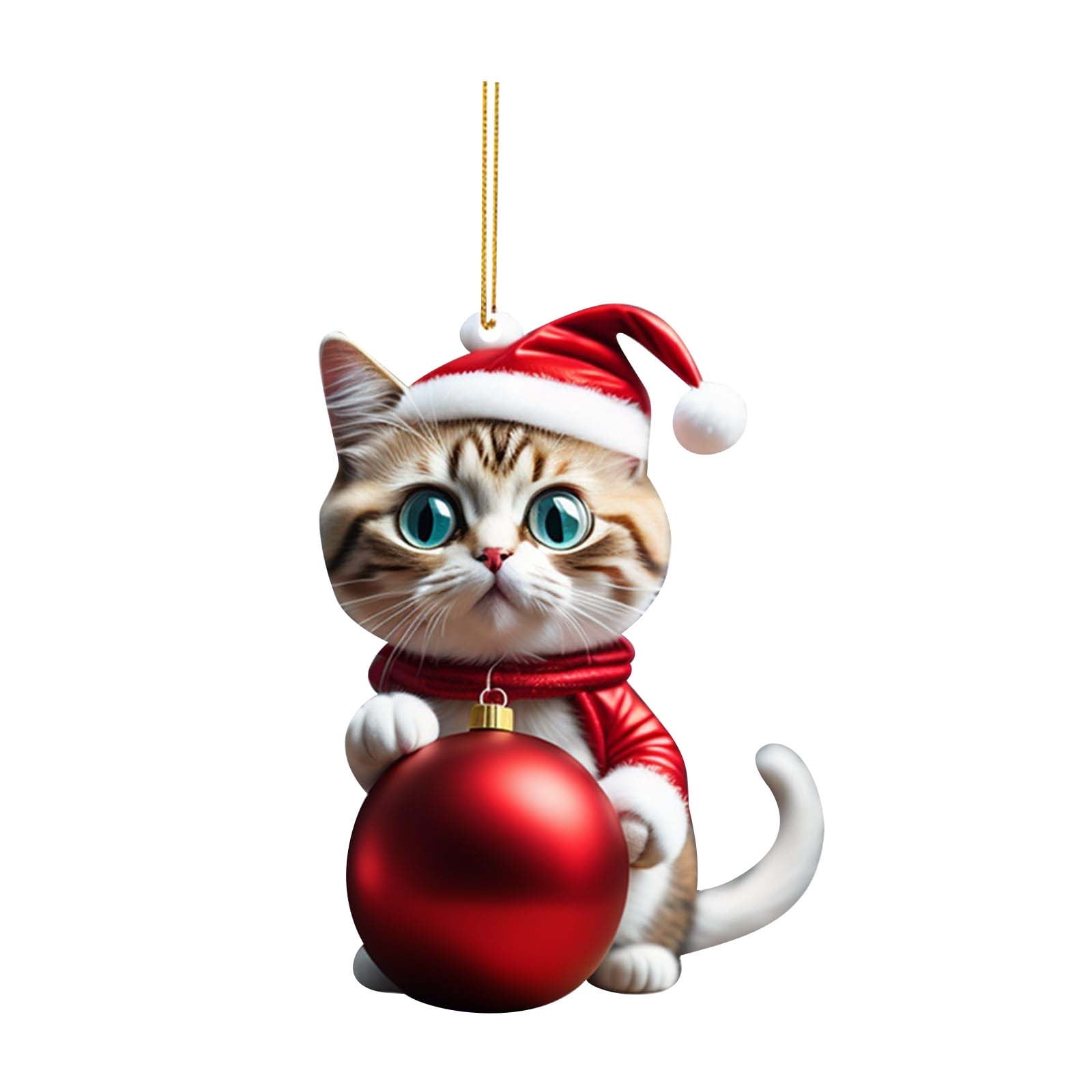 JikoIiving Christmas Cat Decoration 2D Acrylic Christmas Hanging ...