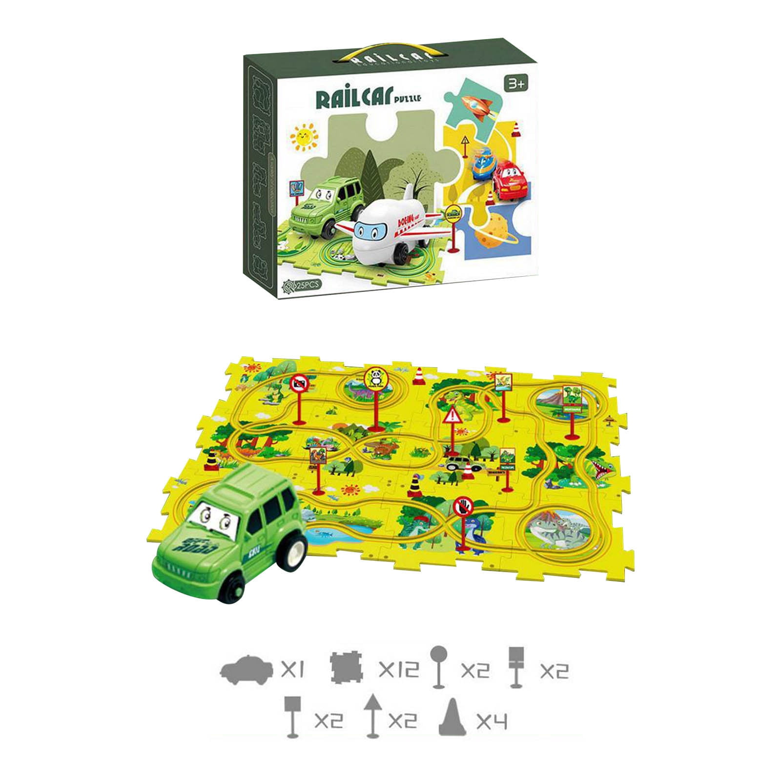 JikoIiving Puzzle Track Car Play Set, BatteryOperated Toy Vehicle