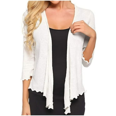 JikouIivo 2022 Women's Casual Fashion Comfortable Solid Color Three-Quarter Sleeves Cardigan Women's Outerwear on Clearance