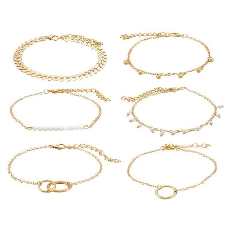 JikouIivo 6 Pcs Layered Bracelet Set for Women Multiple
