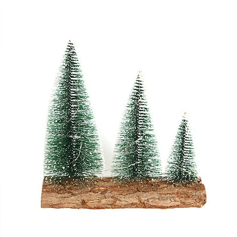 Jikolililili Artificial Mini Christmas Pine Tree,Desktop Pine Needle Trees with Stump,for Xmas Decor Winter Crafts Ornament Holiday Party Home Decor