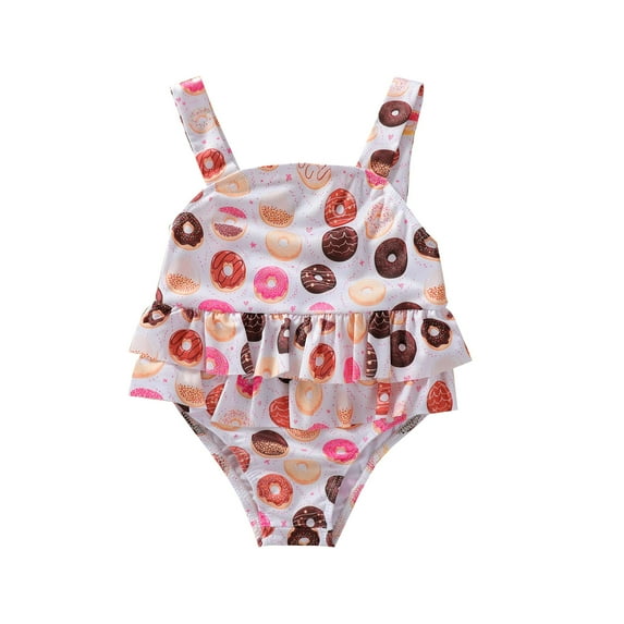 Jikolililili Baby Girls Toddler Sling One-Piece Swimsuit Rainbow Print Bikini Summer Lovely Bathing Suit