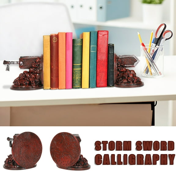 JikouIivo Book Ends Decorative, Modern Metal Funny Unique Storm Sword Bookends for Shelves, Book Stopper Holder for Office Home , Desk Gifts Book Stands for Men and Book Lovers