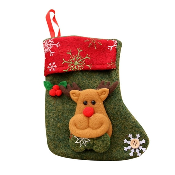 JikouIivo Christmas Stockings, Big Xmas Stockings Decoration, 3D Plush Socks Gift Bags for Kids Decor Home Ornament Holiday Party Supplies, Burlap Style with Santa, Snowman and Deer