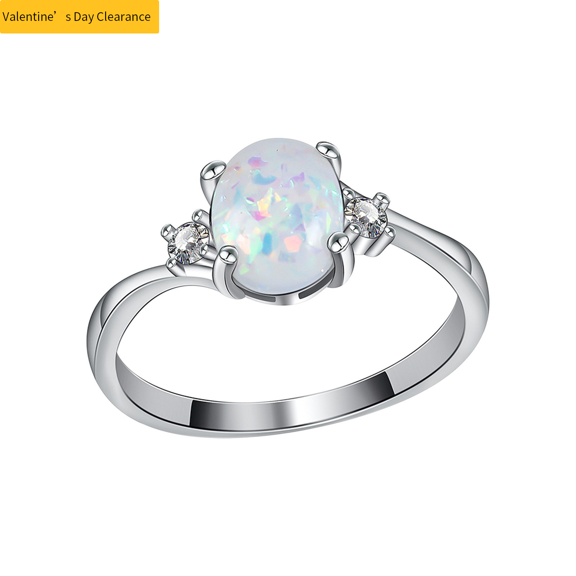 JikouIivo Exquisite Jewelry Rings Oval Cut Fire-Opal Diamond Jewelry Birthday Gift Bridal Party Rings For Women Romantic Wedding Band Jewelry Christmas Gift Rings for Women Clearance