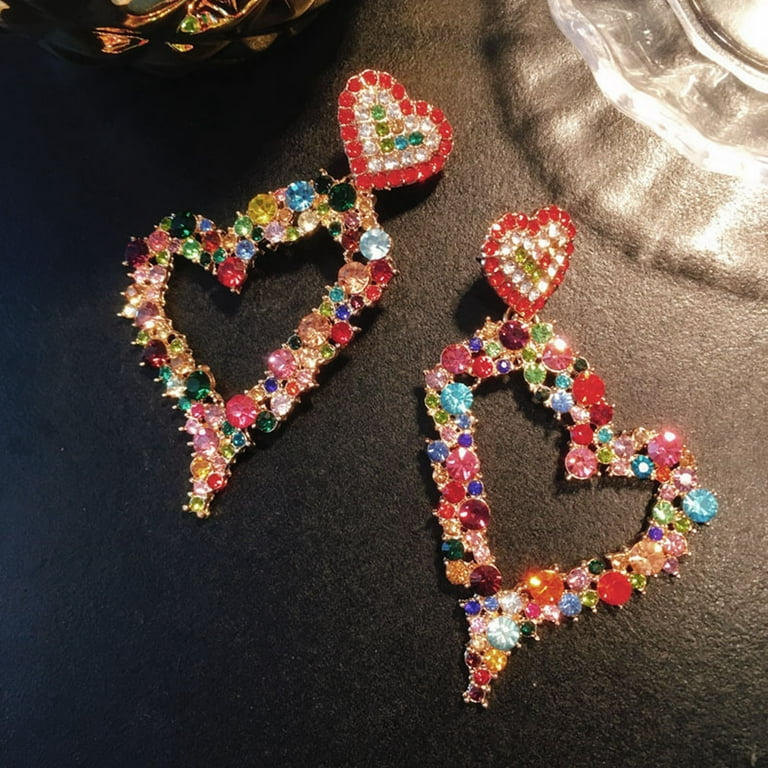 Jikolililili Fashion Red Heart shaped Star Color Full Diamond