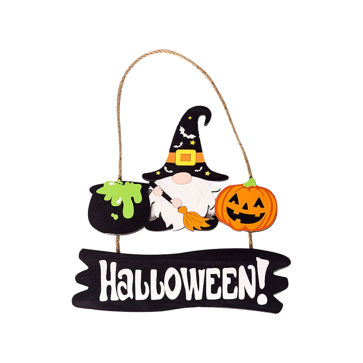 Jikolililili Halloween Sign for Front Door, Wooden Happy Halloween