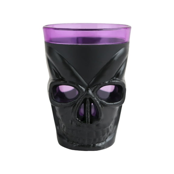 JikouIivo Halloween Skull Light up Cup Glow Led Skull Cup Plastic Luminous Drinking Skull Cups That Light up Flashing Skull Cups for Halloween Party Night Club KTV Bar, Black Purple