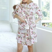 JikouIivo Maternity Robe And Matching Baby Set Labor Delivery Robe And Swaddle Set